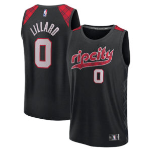 Men's Fanatics Damian Lillard Black Portland Trail Blazers Fast Break Jersey - City Edition