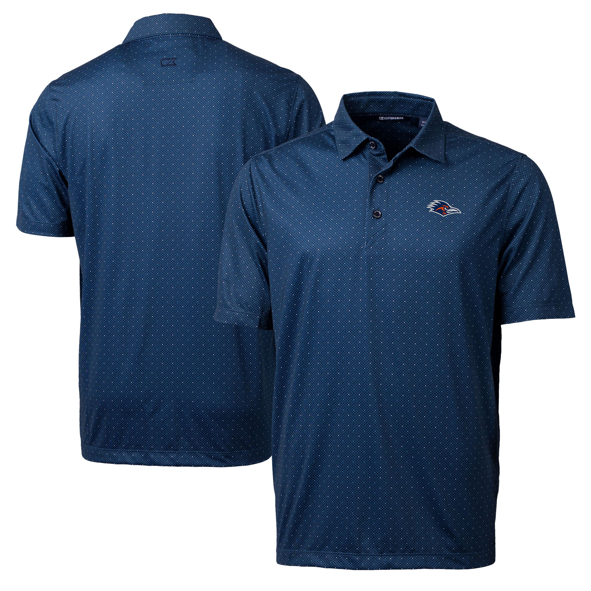 Men's Cutter & Buck Navy UTSA Roadrunners Big & Tall Pike Double Dot Print Stretch Polo - Image 2