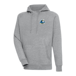 Men's Antigua  Heather Gray Myrtle Beach Pelicans Victory Pullover Hoodie