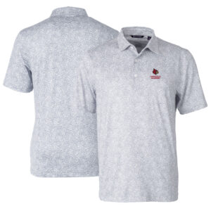 Men's Cutter & Buck Gray Louisville Cardinals Alumni Logo Pike Constellation Print Stretch Polo