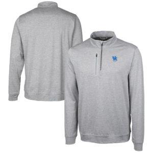Men's Cutter & Buck  Gray Kentucky Wildcats Alumni Logo Stealth Heathered Quarter-Zip Pullover Top
