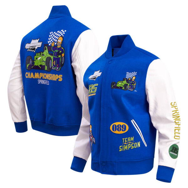 Men's Freeze Max  Royal/White The Simpsons Racing Varsity Full Zip Jacket