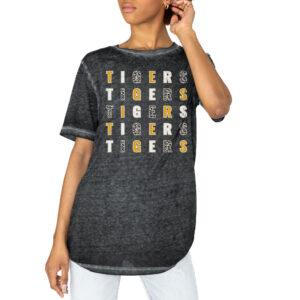 Women's Gameday Couture  Charcoal Grambling Tigers Acid Wash Boyfriend T-Shirt