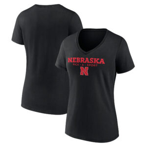 Women's Black Nebraska Huskers Authentic Pick-A-Sport V-Neck T-Shirt