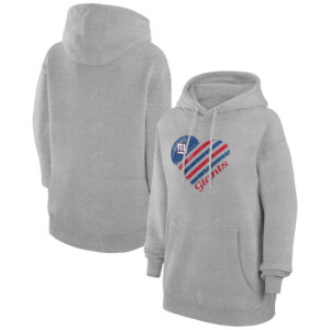 Women's G-III 4Her by Carl Banks  Heather Gray New York Giants Heart Graphic Fleece Pullover Hoodie