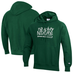Unisex Champion Hunter Green Naughty by Nature Reverse Weave Fleece Pullover Hoodie