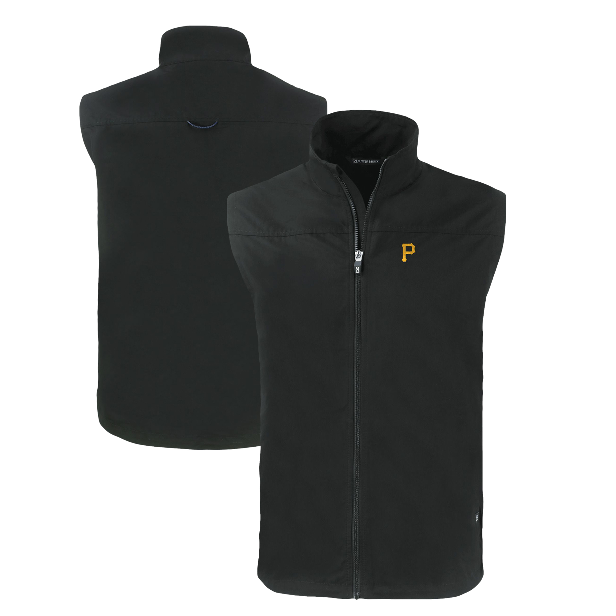 Men's Cutter & Buck Black Pittsburgh Pirates Big & Tall Charter Eco Full-Zip Vest