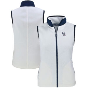 Women's Cutter & Buck  Oatmeal Colorado Rockies Cascade Eco Sherpa Fleece Full-Zip Vest