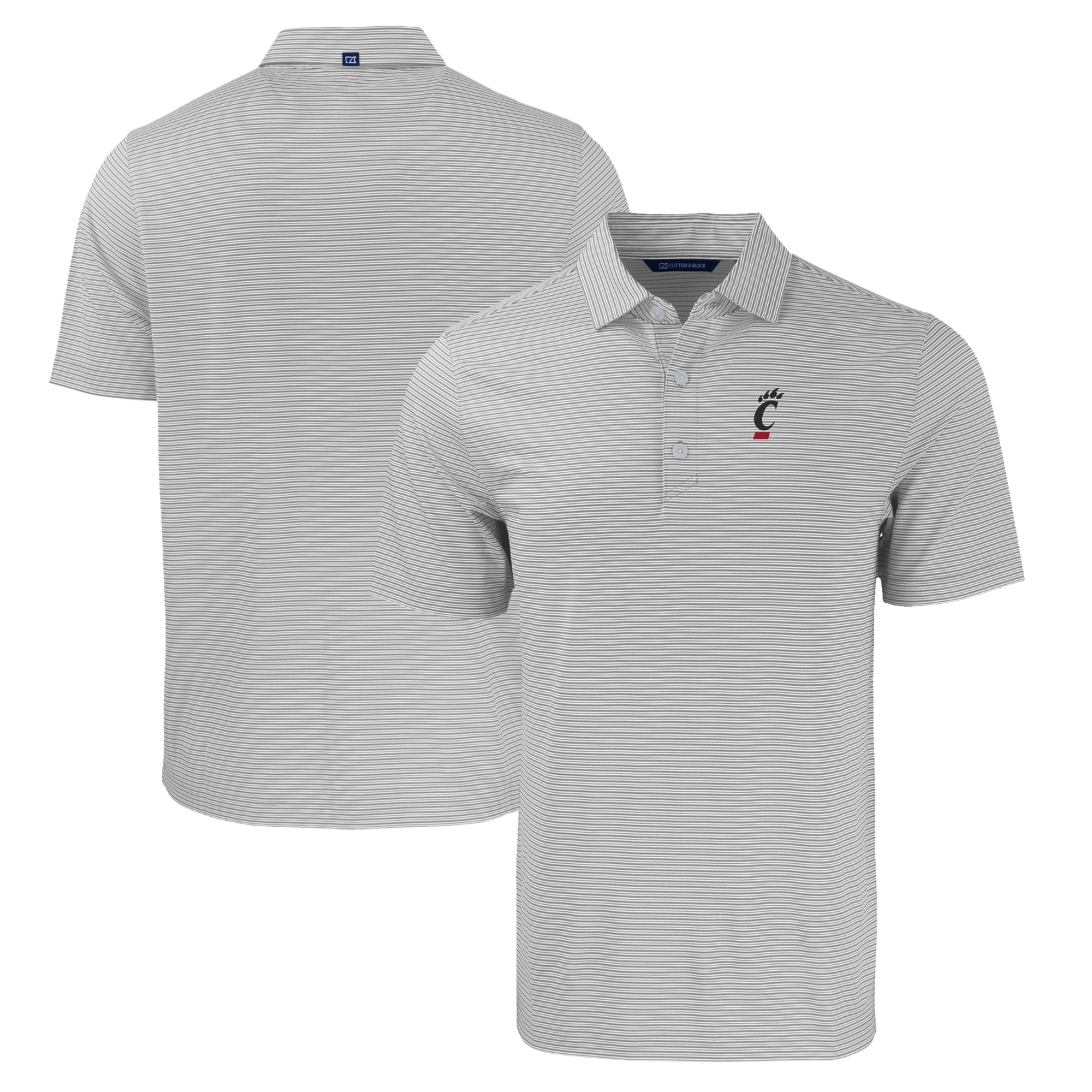 Men's Cutter & Buck Gray/White Cincinnati Bearcats Forge Eco Double Stripe Stretch Recycled Polo - Image 2