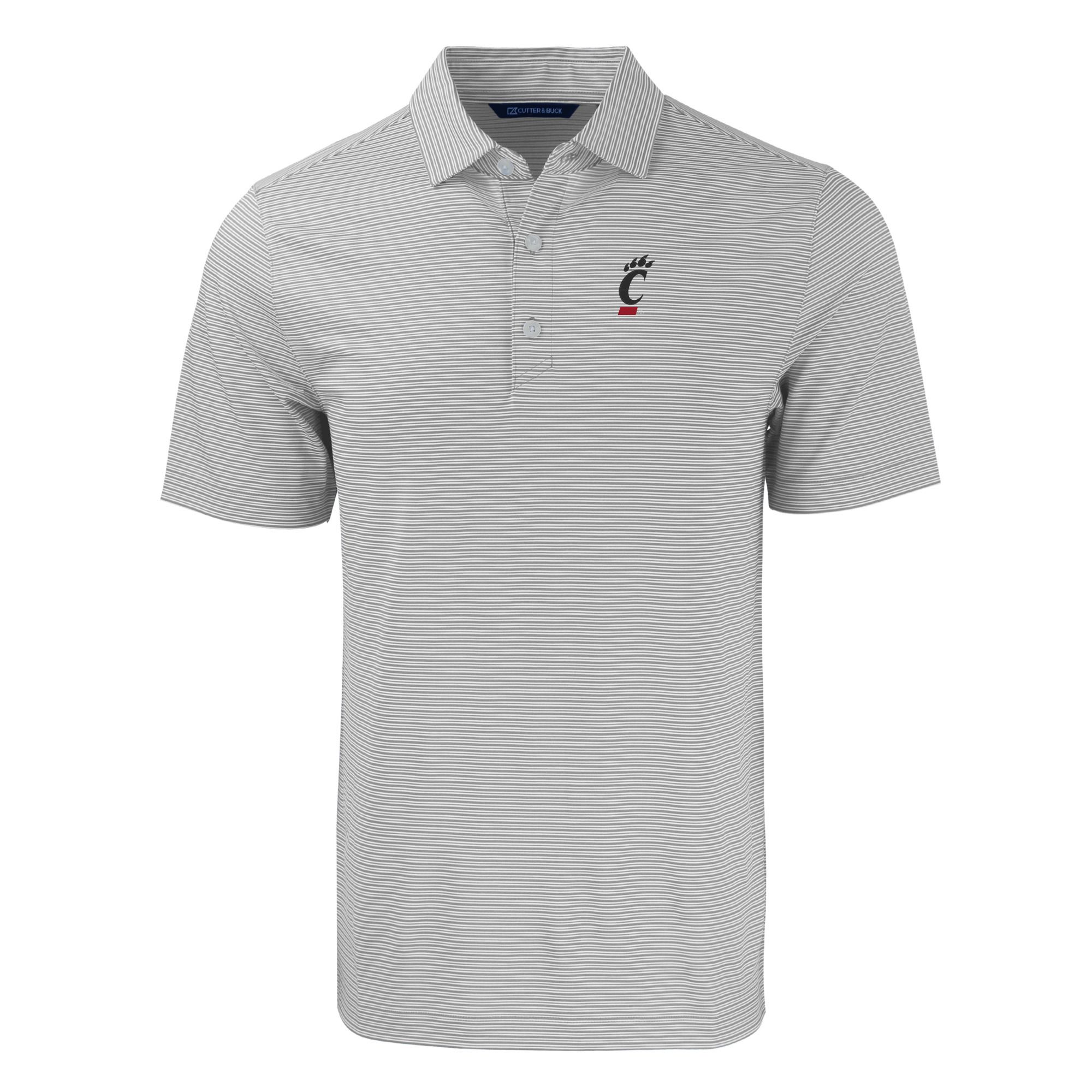 Men's Cutter & Buck Gray/White Cincinnati Bearcats Forge Eco Double Stripe Stretch Recycled Polo - Image 3