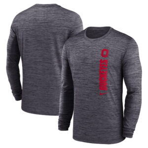Men's Nike Black Ohio State Buckeyes 2024 Sideline Velocity Performance Long Sleeve T-Shirt