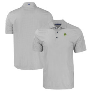 Men's Cutter & Buck Gray Baylor Bears Pike Eco Tonal Geo Print Stretch Recycled Polo