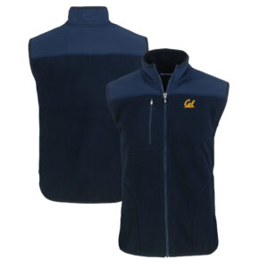 Men's Cutter & Buck  Navy Cal Bears Big & Tall Cascade Eco Sherpa Fleece Full-Zip Vest