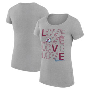 Women's G-III 4Her by Carl Banks  Heather Gray Colorado Avalanche Hockey Love Fitted T-Shirt