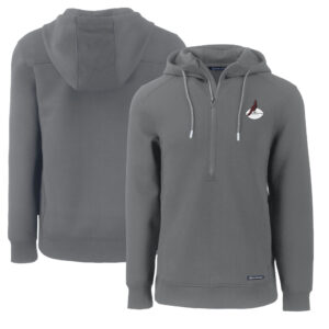 Men's Cutter & Buck Gray Arizona Cardinals Throwback Roam Eco Half-Zip Recycled Pullover Hoodie