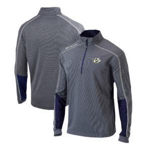 Men's Cutter & Buck Navy Washington Nationals Evoke Hybrid Eco Softshell Recycled Full-Zip Hoodie