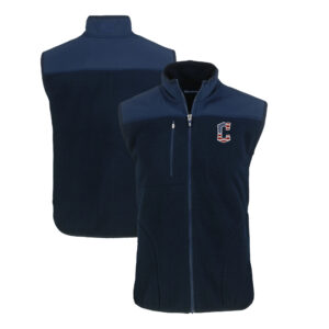 Men's Cutter & Buck  Navy Cleveland Guardians Stars & Stripes Cascade Eco Sherpa Fleece Full-Zip Vest