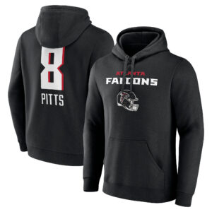 Men's Kyle Pitts Black Atlanta Falcons Team Wordmark Player Name & Number Pullover Hoodie
