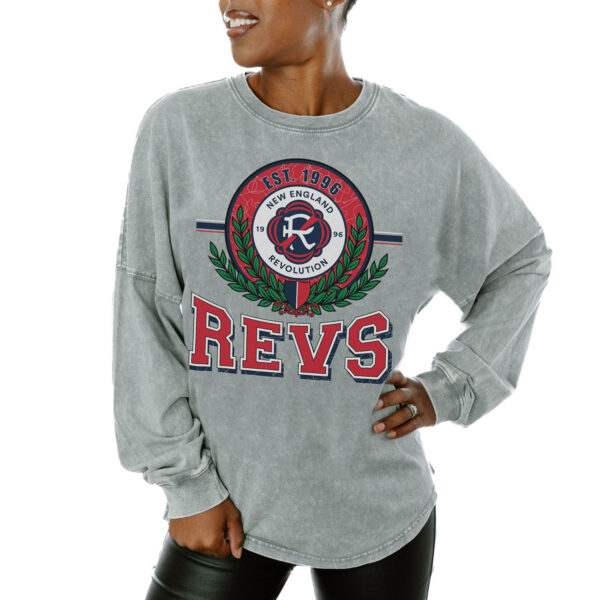 Women's Gameday Couture  Gray New England Revolution Oversized Long Sleeve T-Shirt