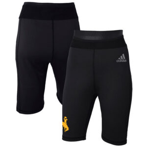 Women's adidas Black Wyoming Cowboys Sideline 7" Biker Shorts