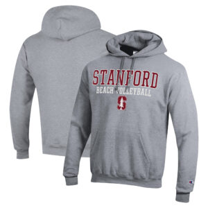 Men's Champion  Gray Stanford Cardinal Stacked Beach Volleyball Powerblend Pullover Hoodie