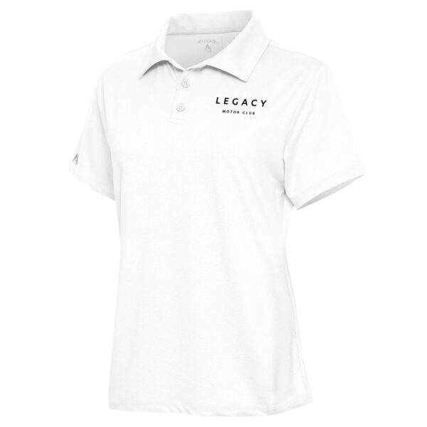 Women's Antigua  White LEGACY Motor Club Motivated Polo