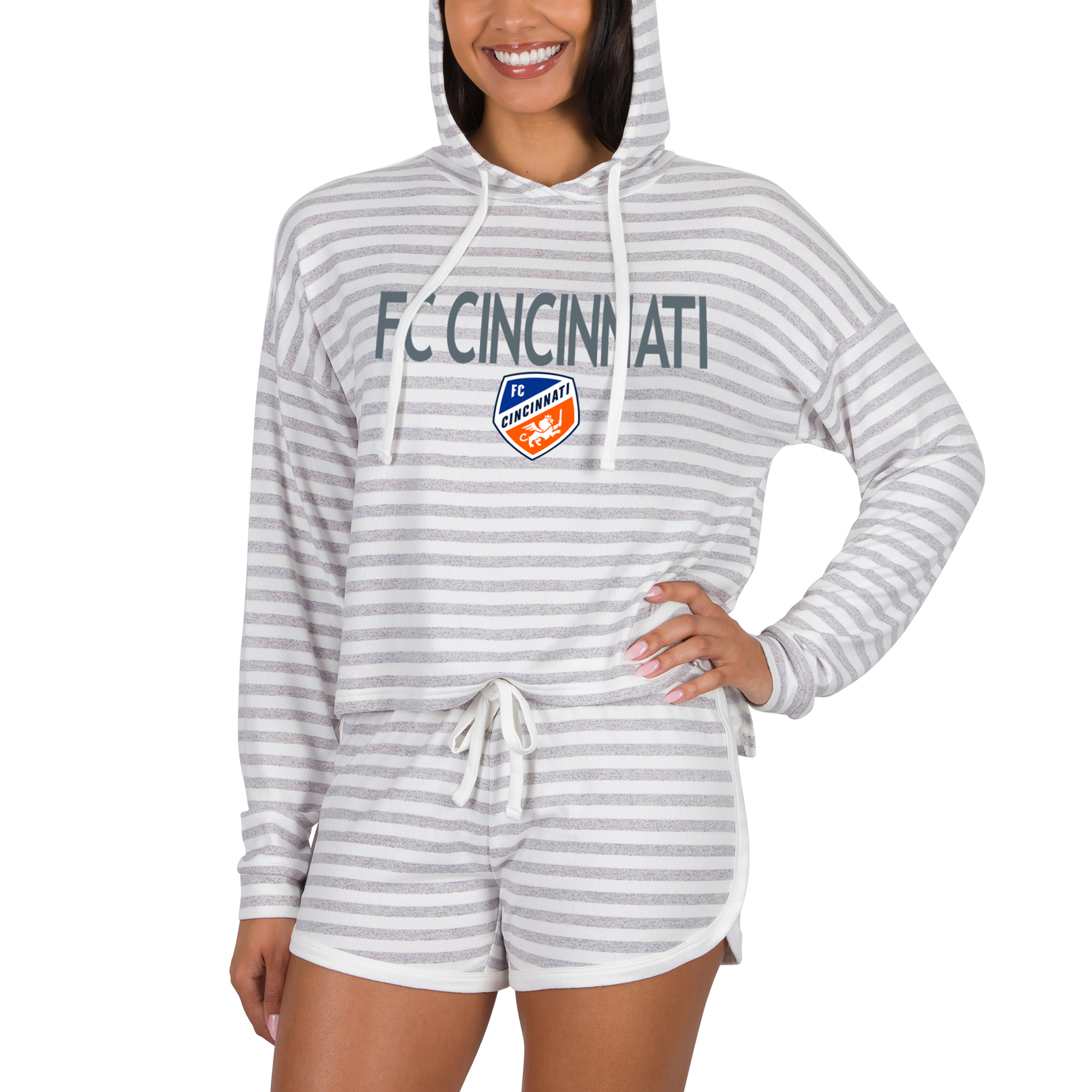 Women's Concepts Sport Cream FC Cincinnati Visibility Long Sleeve Hoodie T-Shirt & Shorts Set