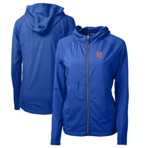 Women's Cutter & Buck Blue Tennessee Smokies Adapt Eco Knit Hybrid Recycled Raglan Full-Zip Jacket