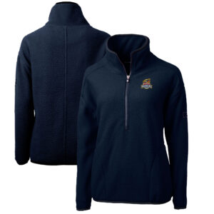 Women's Cutter & Buck Navy Toledo Mud Hens Cascade Eco Sherpa Fleece Half-Zip Jacket