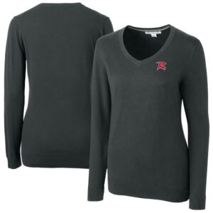 Women's Cutter & Buck  Heather Charcoal Richmond Flying Squirrels Lakemont Tri-Blend V-Neck Pullover Sweater