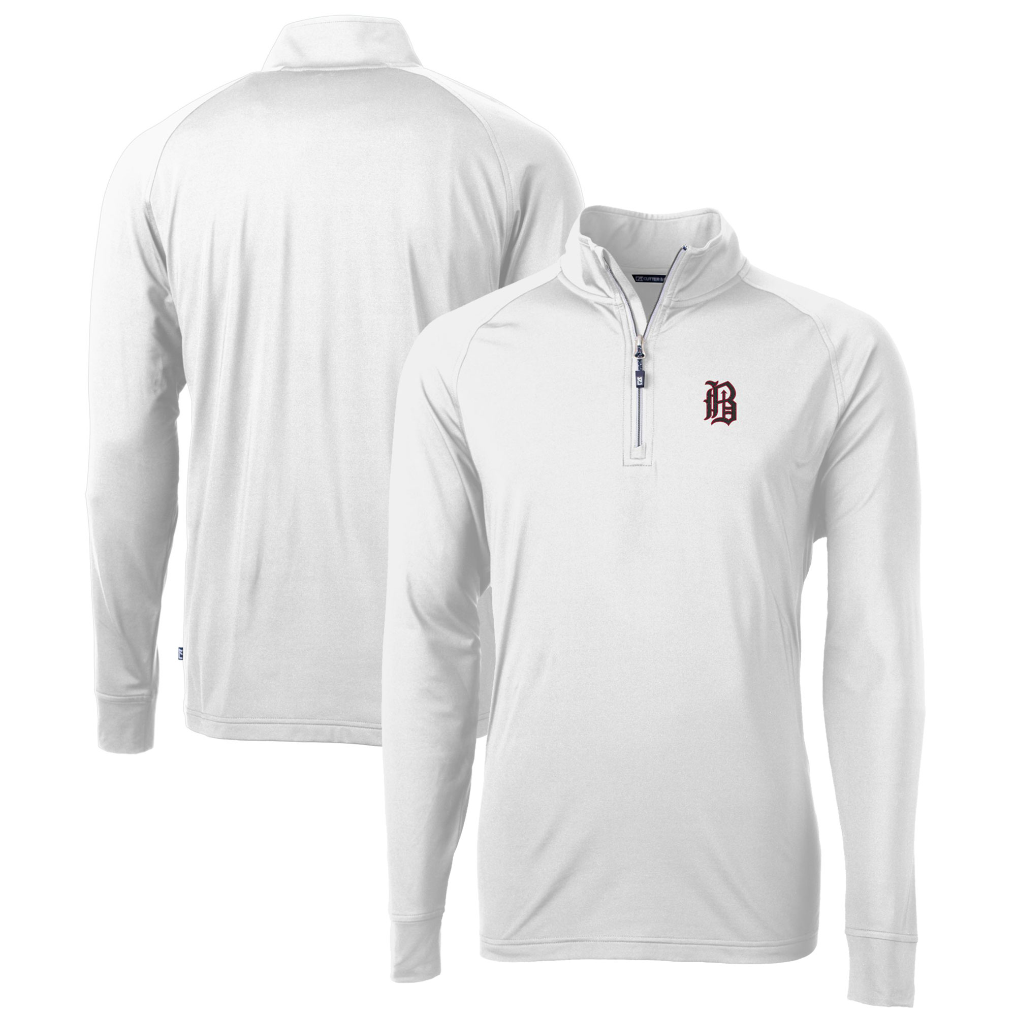 Men's Cutter & Buck White Birmingham Barons Adapt Eco Knit Stretch Recycled Quarter-Zip Pullover - Image 2