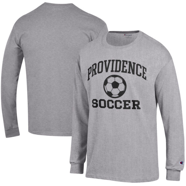 Men's Champion Heather Gray Providence Friars Soccer Icon Long Sleeve T-Shirt