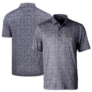 Men's Cutter & Buck Black Salt Lake Bees DryTec Pike Constellation Print Stretch Polo