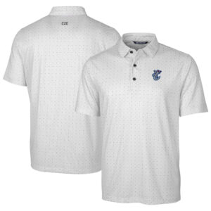Men's Cutter & Buck  Charcoal Corpus Christi Hooks Pike Double Dot Print Stretch Polo