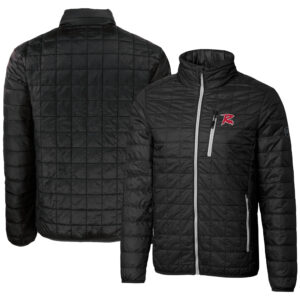 Men's Cutter & Buck Black Richmond Flying Squirrels Rainier PrimaLoft Eco Insulated Full-Zip Puffer Jacket