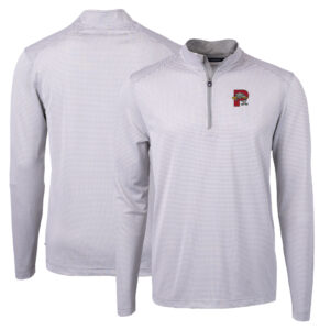 Men's Cutter & Buck Gray Portland Sea Dogs Big & Tall Virtue Eco Pique Micro Stripe Recycled Quarter-Zip Pullover