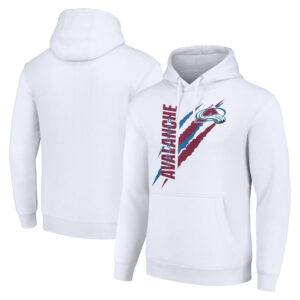 Men's Starter  White Colorado Avalanche Color Scratch Fleece Pullover Hoodie