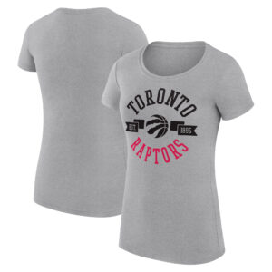 Women's G-III 4Her by Carl Banks Heather Gray Toronto Raptors Large City Logo Fitted T-Shirt