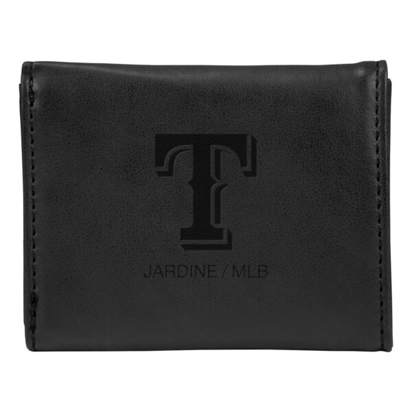 Black Texas Rangers Laser-Engraved Trifold Wallet