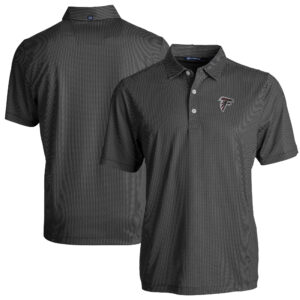 Men's Cutter & Buck Black Atlanta Falcons  Pike Eco Symmetry Print Stretch Recycled Polo