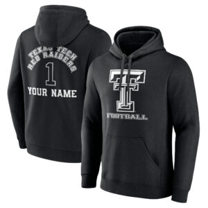 Men's Black Texas Tech Red Raiders Personalized Name & Number Monochrome Pullover Hoodie
