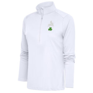 Women's Antigua  White St. Louis Cardinals Shamrock Tribute Half-Zip Pullover Top