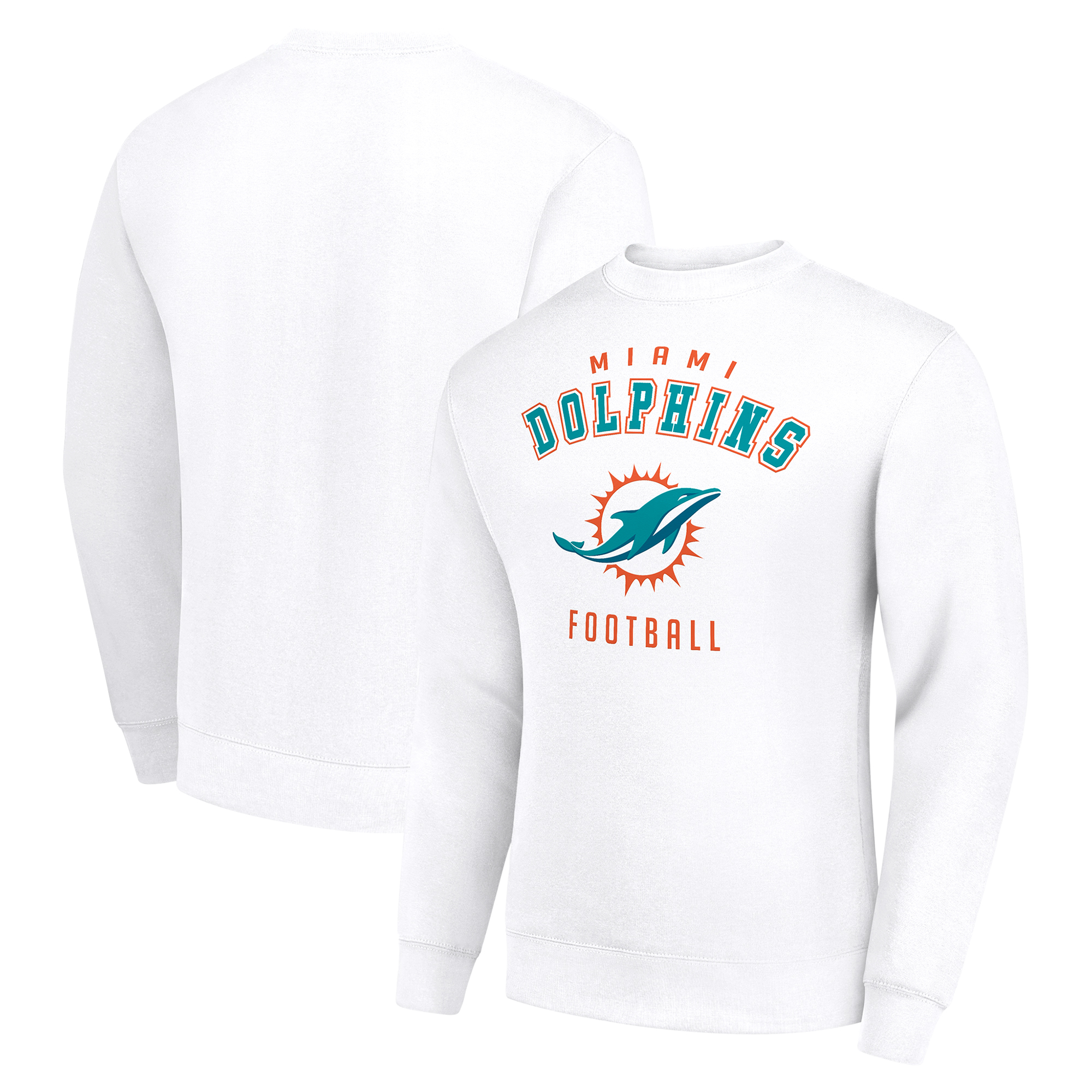 Men's Starter White Miami Dolphins Team Logo Pullover Sweatshirt - Image 2