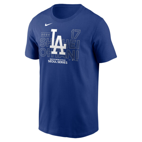 Men's Nike Shohei Ohtani Royal Los Angeles Dodgers 2024 MLB World Tour Seoul Series Player Name & Number Event Stack T-Shirt - Image 6