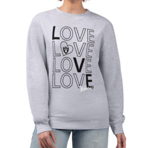Women's G-III 4Her by Carl Banks  Heather Gray Las Vegas Raiders Lots of Love Graphic Fleece Pullover Sweatshirt