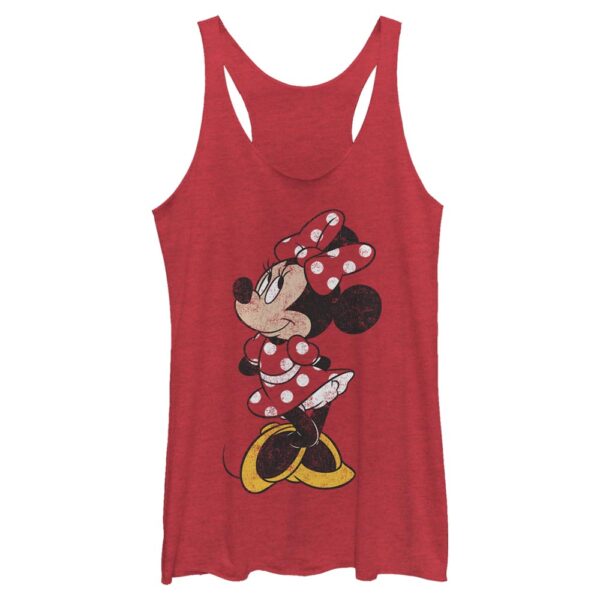 Women's Mad Engine Minnie Mouse Heather Red Mickey & Friends Distressed Graphic Tri-Blend Racerback Tank Top