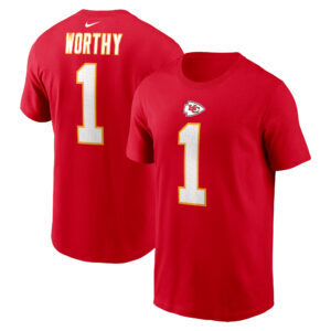 Men's Nike Xavier Worthy Red Kansas City Chiefs 2024 NFL Draft First Round Pick Name & Number T-Shirt