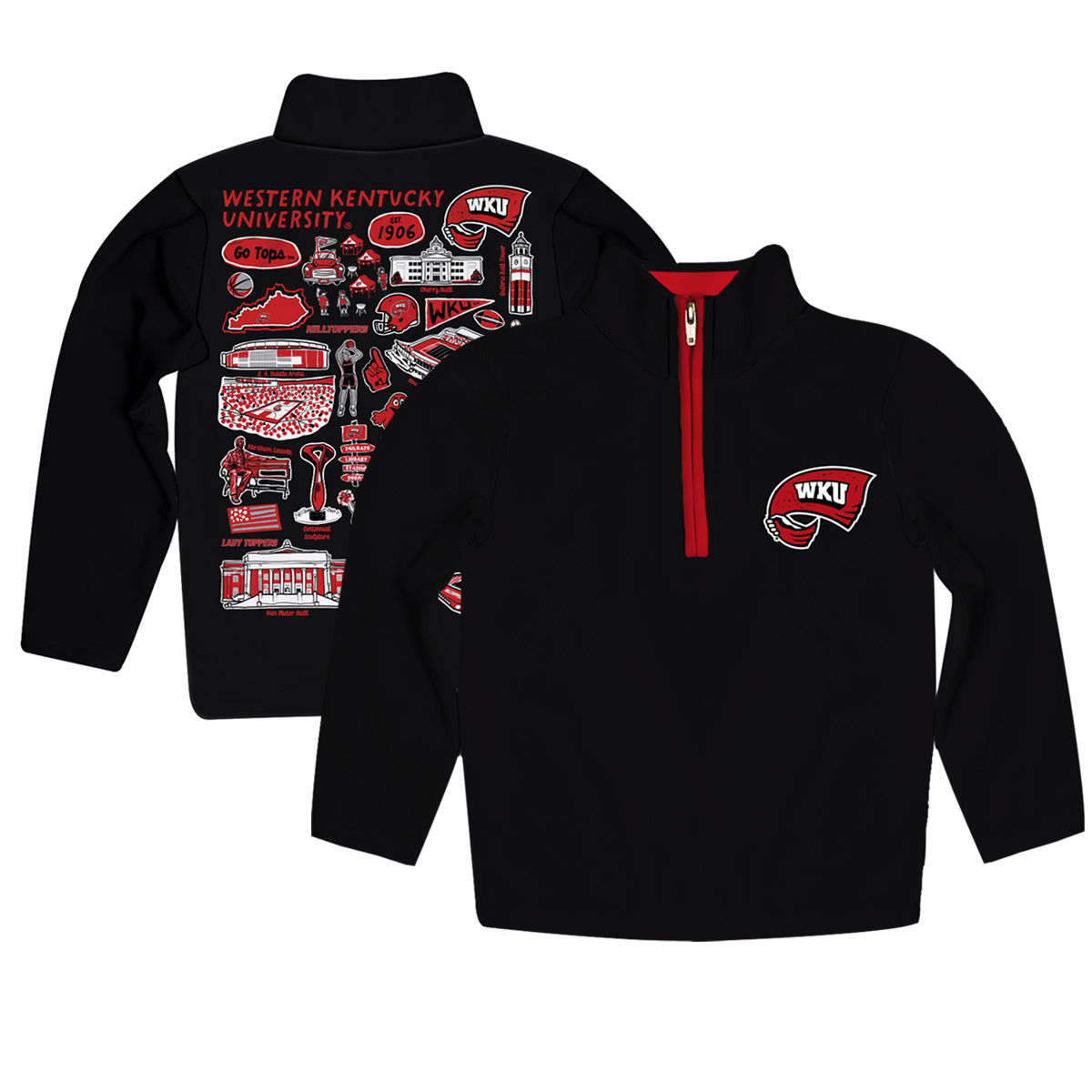 Youth Vive La Fete Black Western Kentucky Hilltoppers Impressions Artwork Quarter-Zip Jacket
