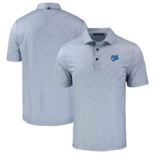 Men's Cutter & Buck Gray Pitt Panthers  Pike Eco Pebble Print Recycled Polo