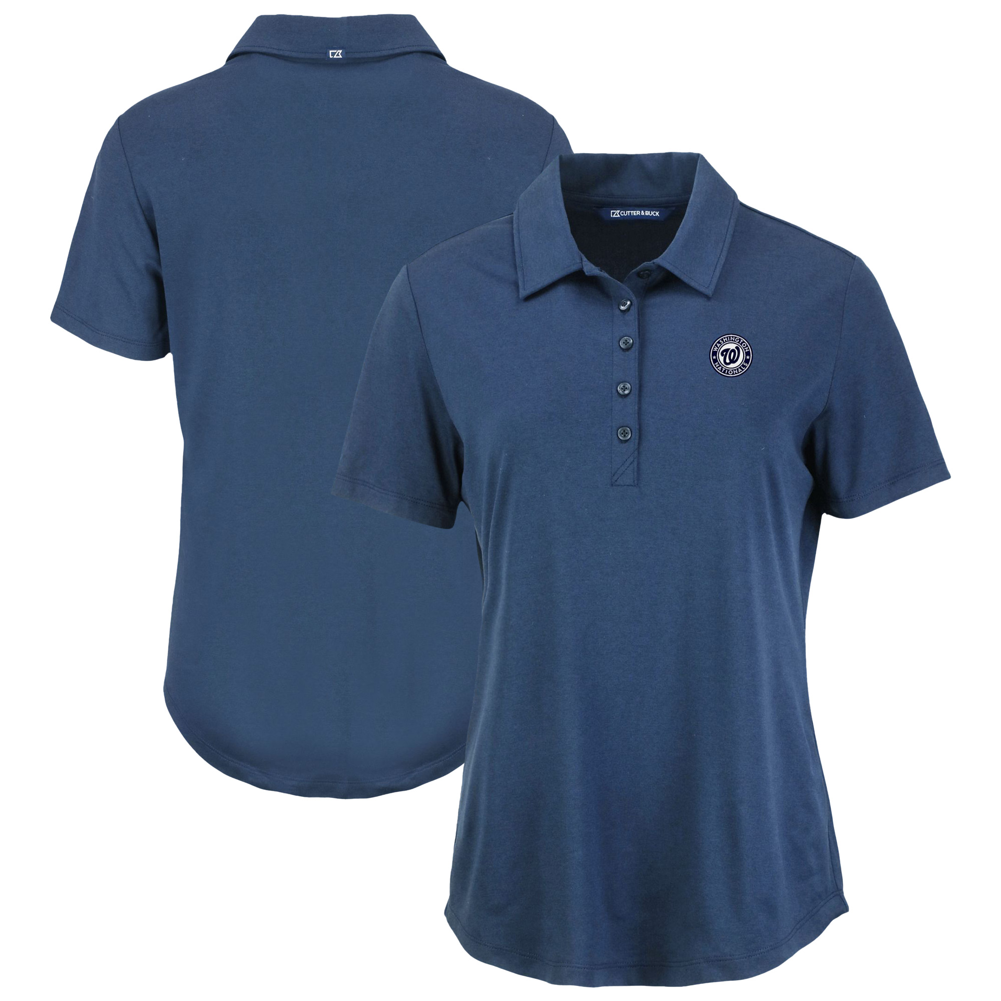 Women's Cutter & Buck Navy Washington Nationals Coastline Epic Comfort Eco Recycled Polo